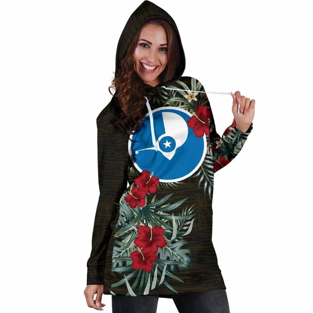 Yap Hoodie Dress - Yap Flag Hibiscus