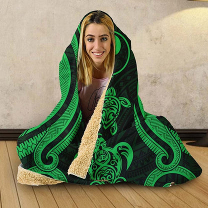 Yap Hooded Blanket - Green Tentacle Turtle