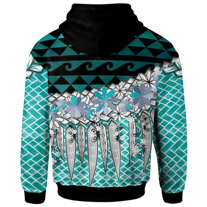 Yap Hoodie - Coconut Leaves Weave Pattern Blue