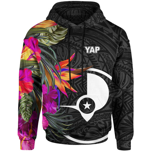 Yap Hoodie - Hibiscus Polynesian Pattern