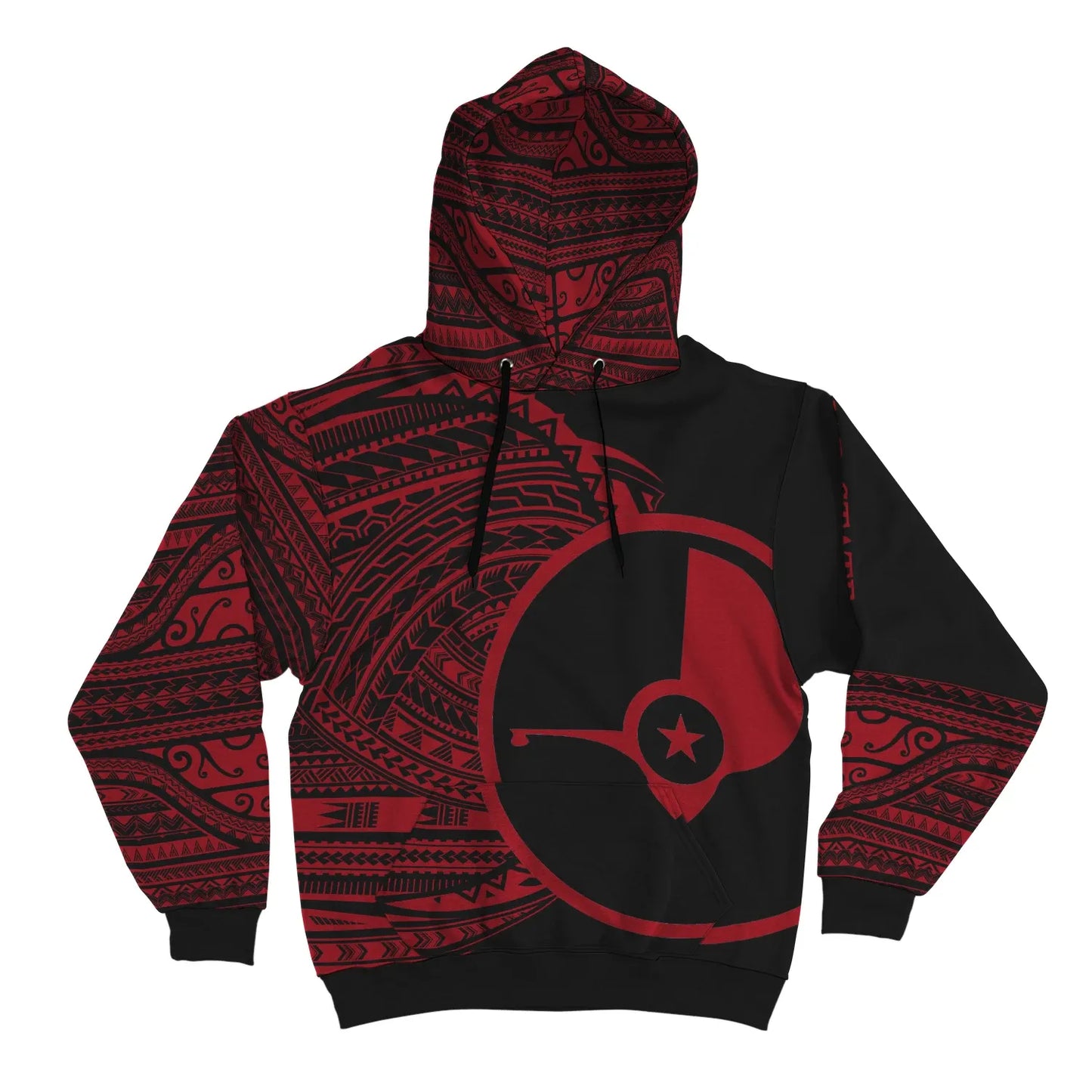 Yap Hoodie - Micronesia Red Patterns With Coat Of Arms