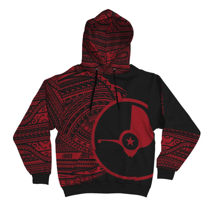 Yap Hoodie - Micronesia Red Patterns With Coat Of Arms