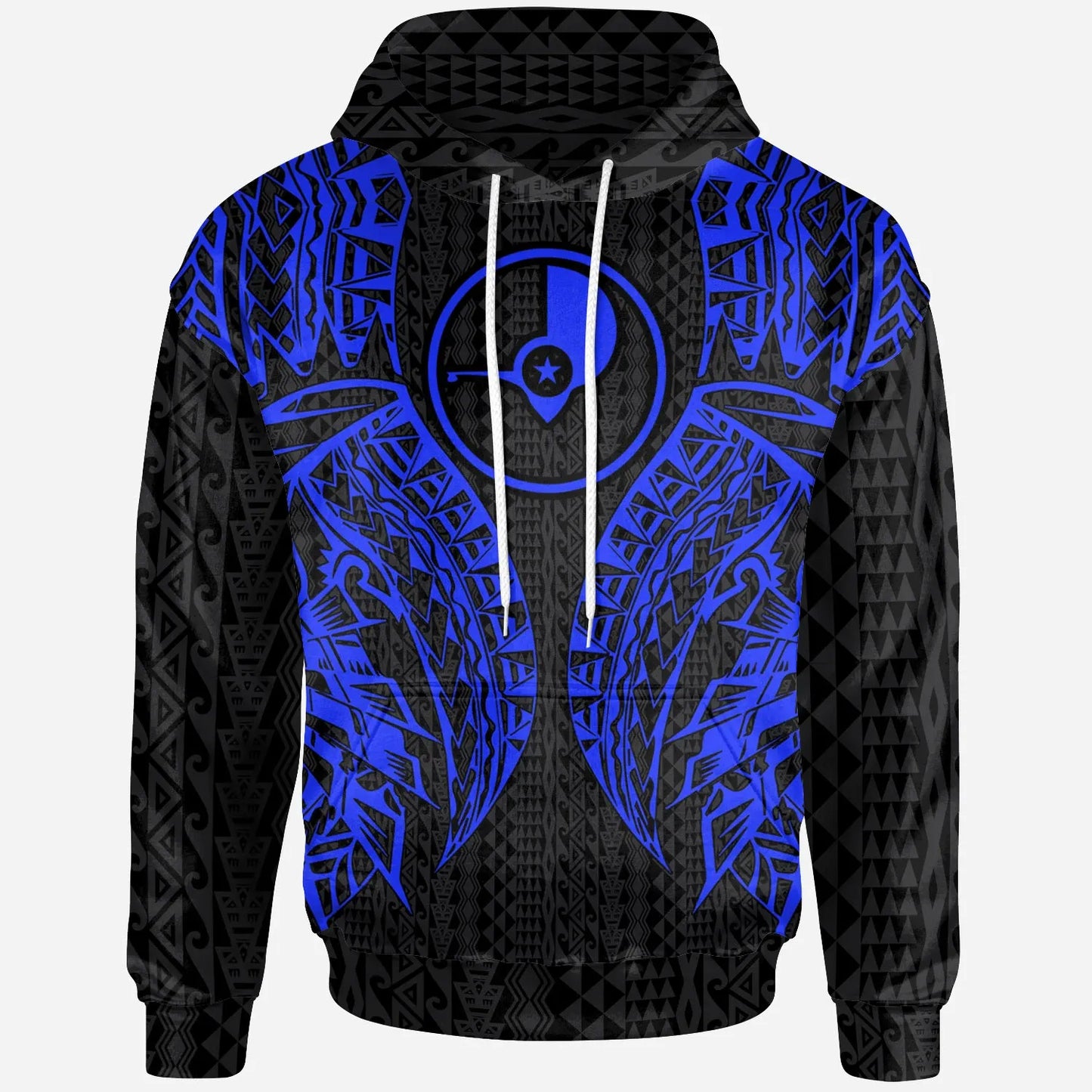 Yap Hoodie - Micronesian Lion Head Blue Style