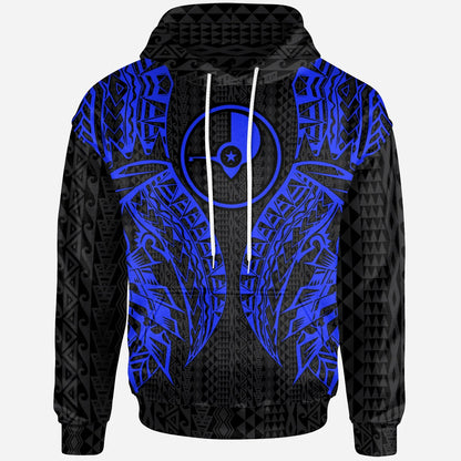 Yap Hoodie - Micronesian Lion Head Blue Style