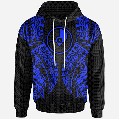 Yap Hoodie - Micronesian Lion Head Blue Style