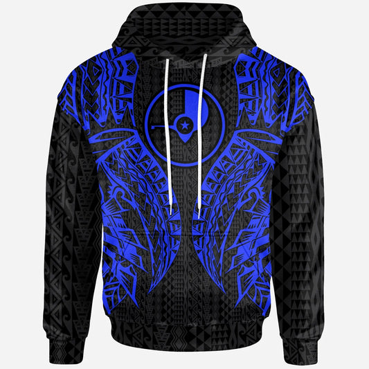 Yap Hoodie - Micronesian Lion Head Blue Style