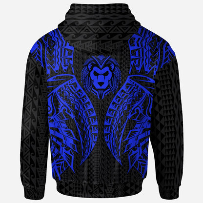 Yap Hoodie - Micronesian Lion Head Blue Style