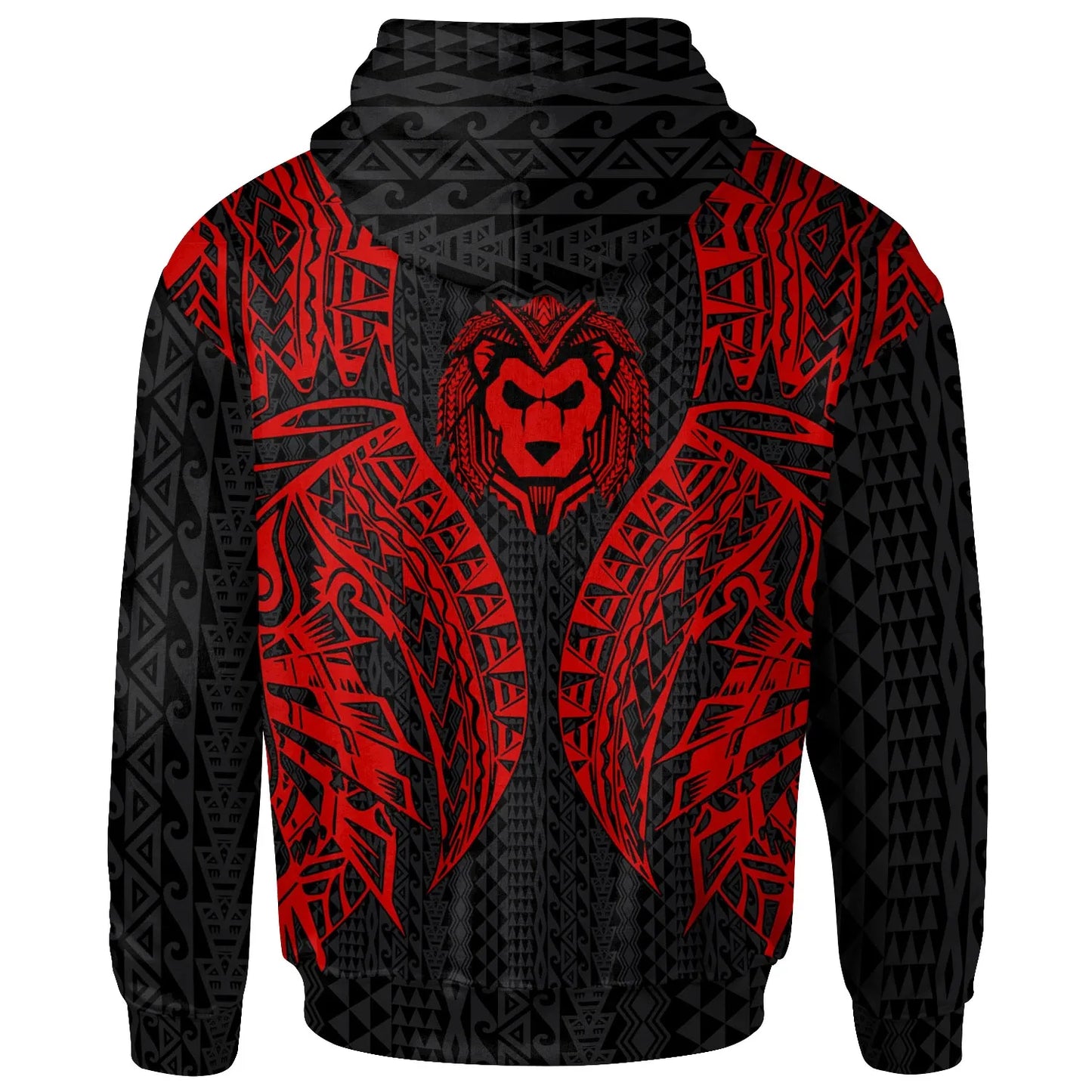 Yap Hoodie - Micronesian Lion Head Red Style