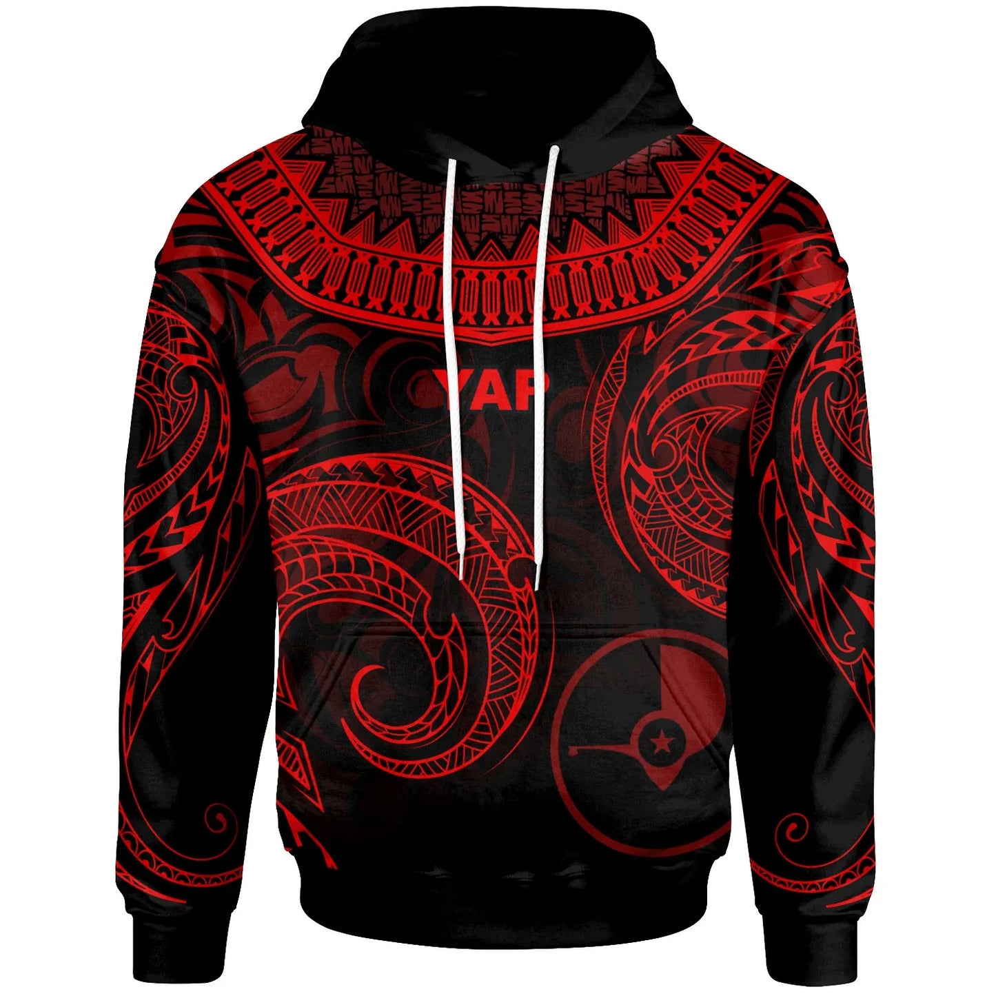 Yap Hoodie -  Palm Leaf Texture Red