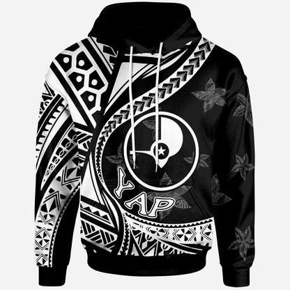 Yap Hoodie - Plumeria Flowers White Version