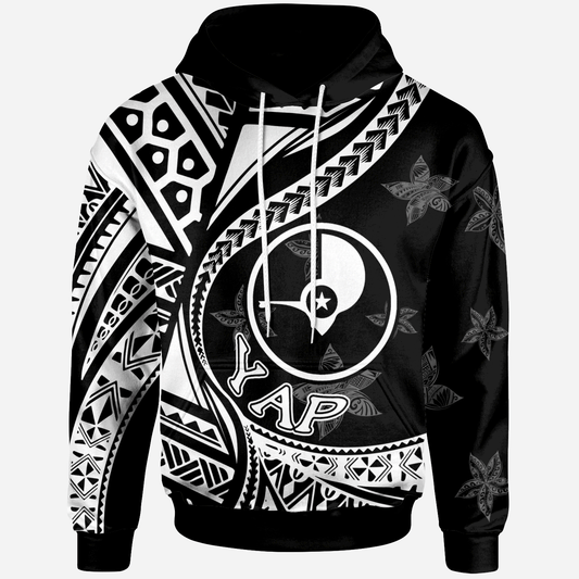 Yap Hoodie - Plumeria Flowers White Version