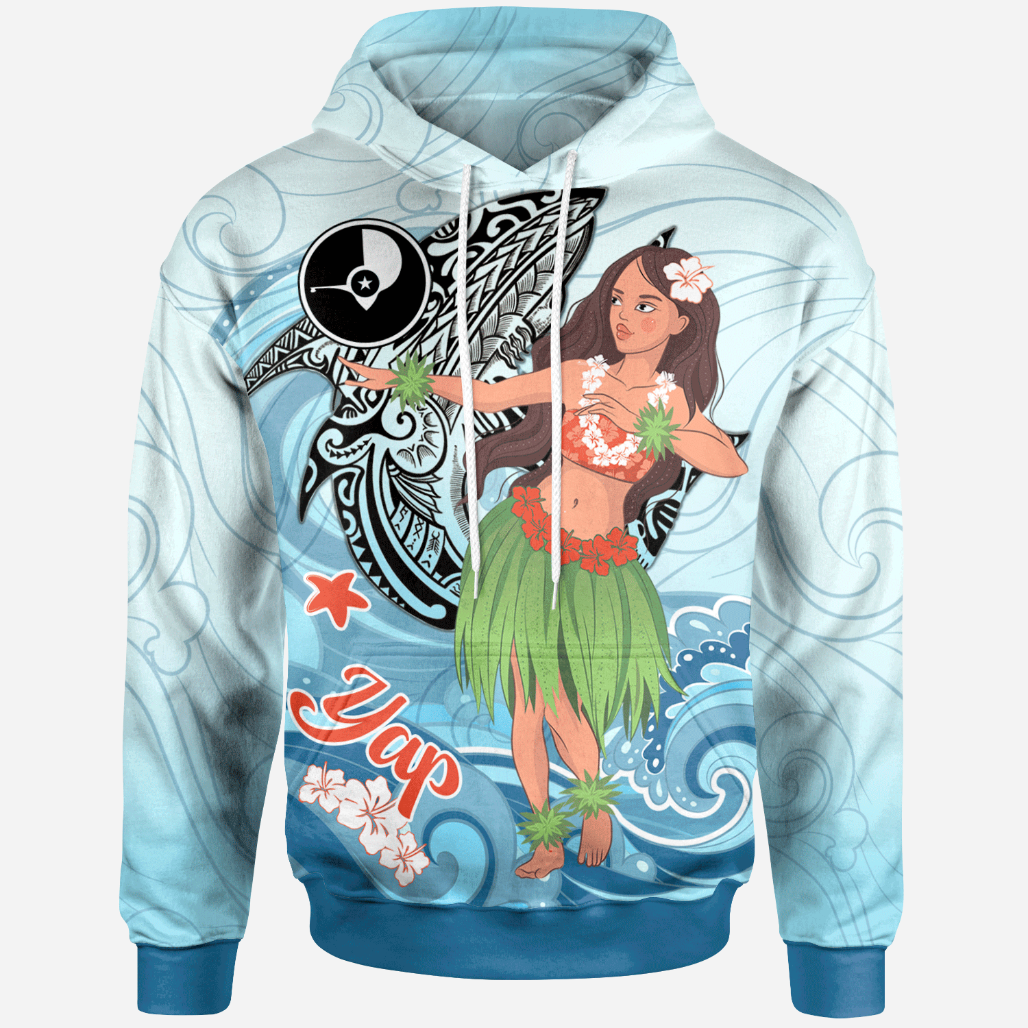 Yap Hoodie - Polynesian Girls With Shark