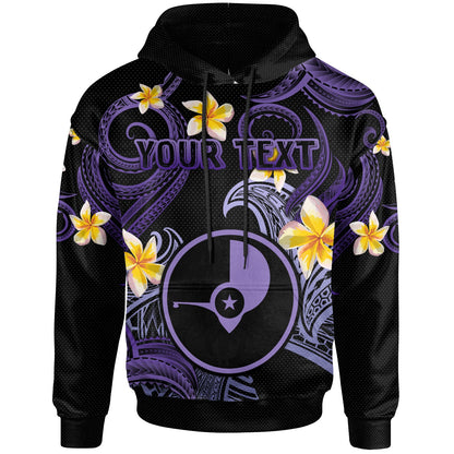 Yap Hoodie - Custom Personalised Polynesian Waves with Plumeria Flowers (Purple)