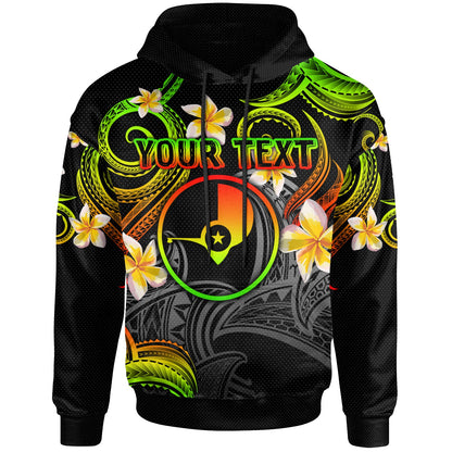 Yap Hoodie - Custom Personalised Polynesian Waves with Plumeria Flowers (Reggae)