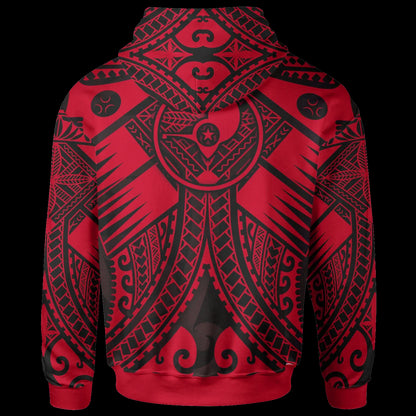 YAP Hoodie - Red Seal with Polynesian Tattoo