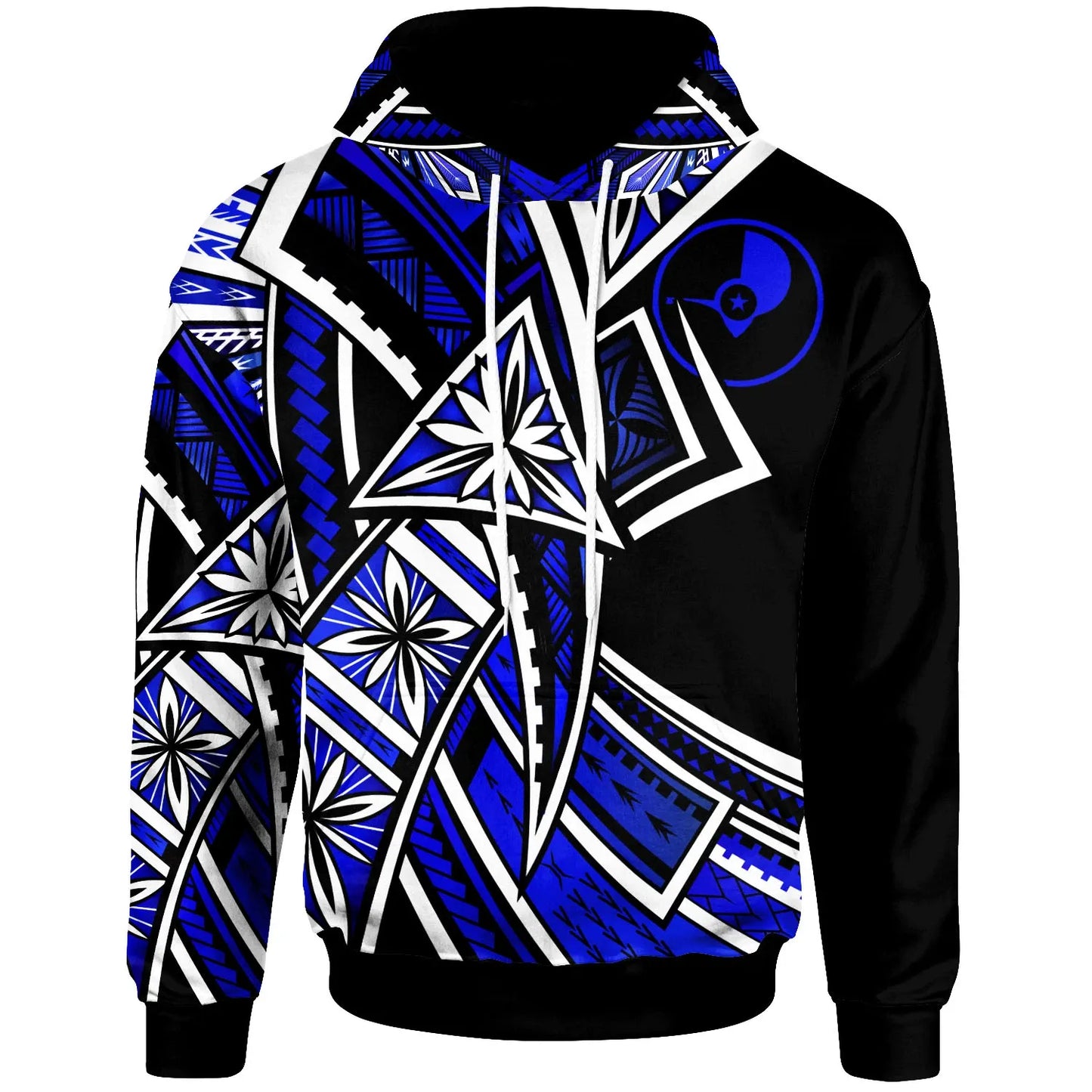 Yap  Hoodie - Tribal Flower Special Pattern Blue Color