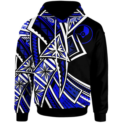 Yap  Hoodie - Tribal Flower Special Pattern Blue Color