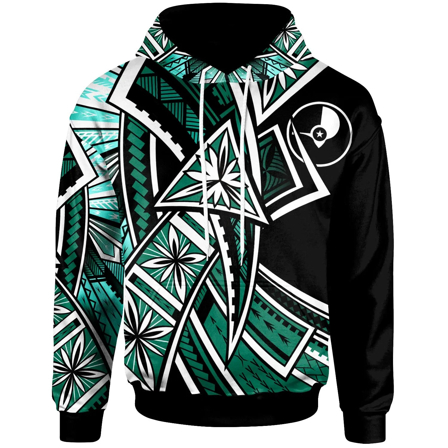 Yap Hoodie - Tribal Flower Special Pattern Green Color