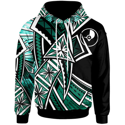 Yap Hoodie - Tribal Flower Special Pattern Green Color