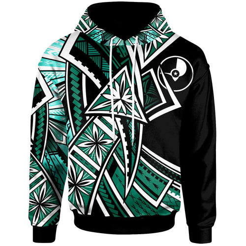 Yap Hoodie - Tribal Flower Special Pattern Green Color