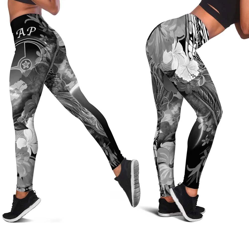 Yap Legging - Humpback Whale with Tropical Flowers (White)