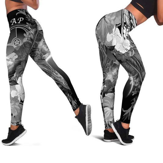 Yap Legging - Humpback Whale with Tropical Flowers (White)