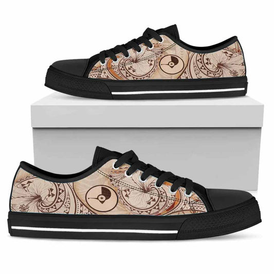 Yap Low Top Shoes - Hibiscus Flowers Vintage Style