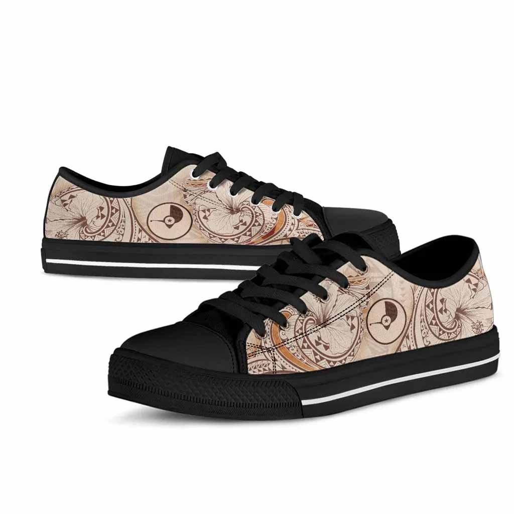 Yap Low Top Shoes - Hibiscus Flowers Vintage Style