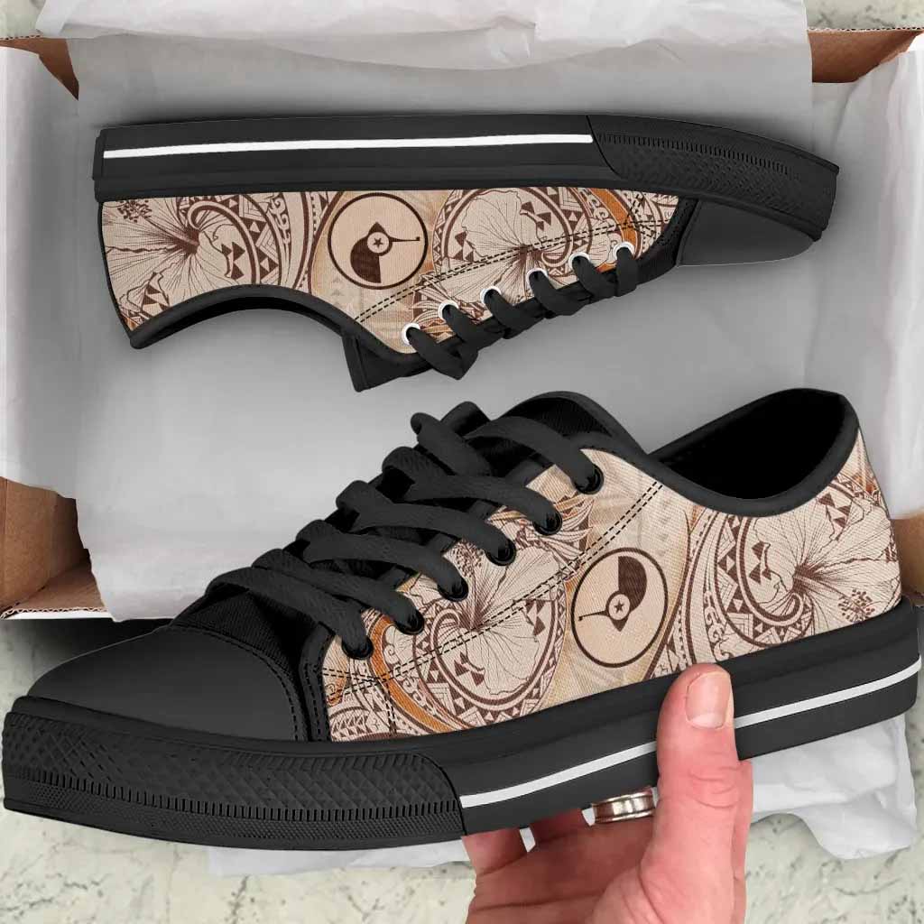 Yap Low Top Shoes - Hibiscus Flowers Vintage Style