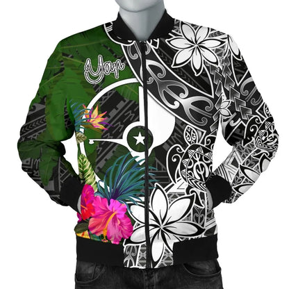 Yap Bomber Jacket - Turtle Plumeria Banana Leaf