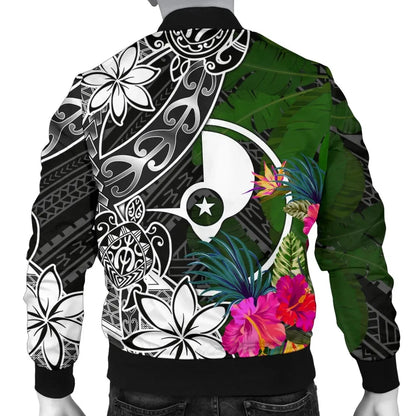 Yap Bomber Jacket - Turtle Plumeria Banana Leaf