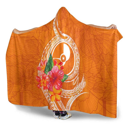 Yap Microneisa Hooded Blanket - Orange Floral With Seal