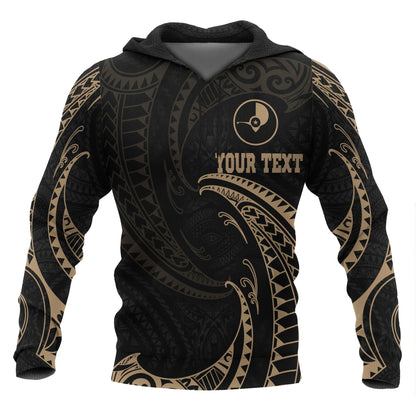 Yap Micronesia All Over Custom Personalised  Hoodie - Gold Tribal Wave