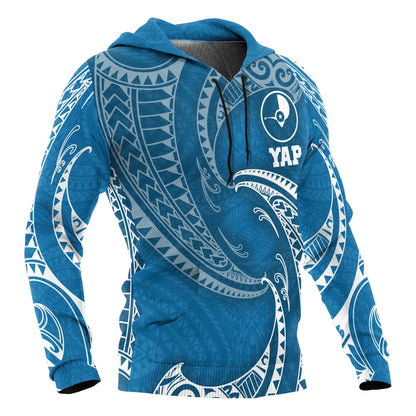 Yap Micronesia All Over Hoodie - Blue Tribal Wave