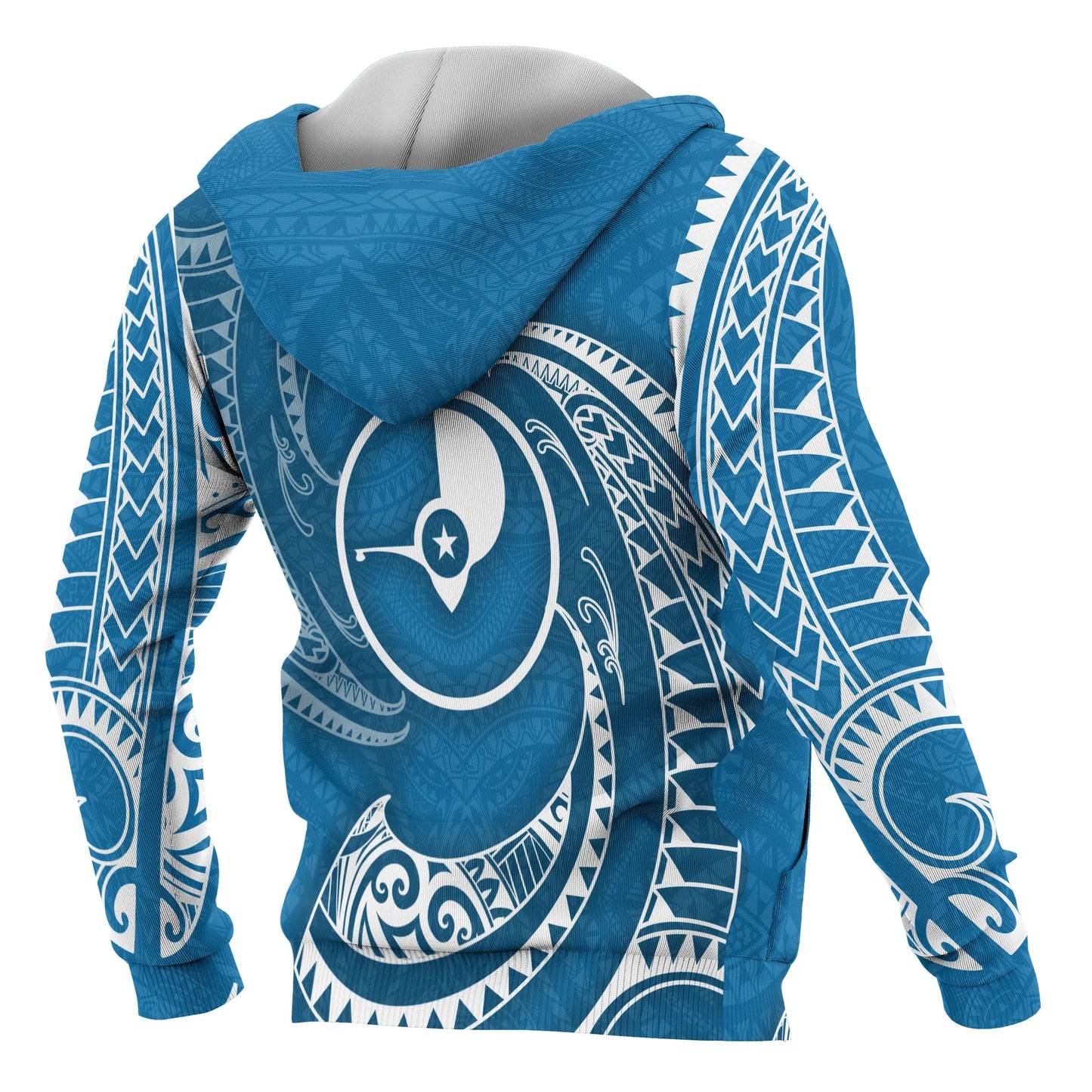 Yap Micronesia All Over Hoodie - Blue Tribal Wave