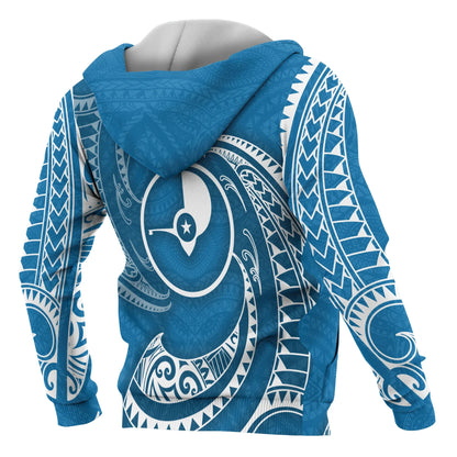Yap Micronesia All Over Hoodie - Blue Tribal Wave