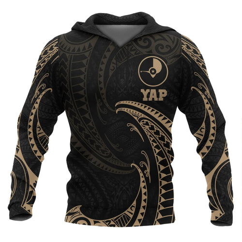 Yap Micronesia ll Over Hoodie - Gold Tribal Wave