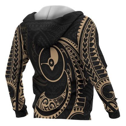 Yap Micronesia ll Over Hoodie - Gold Tribal Wave
