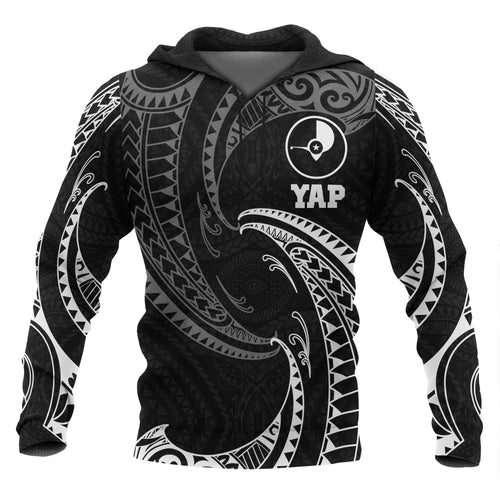 Yap Micronesia ll Over Hoodie - White Tribal Wave