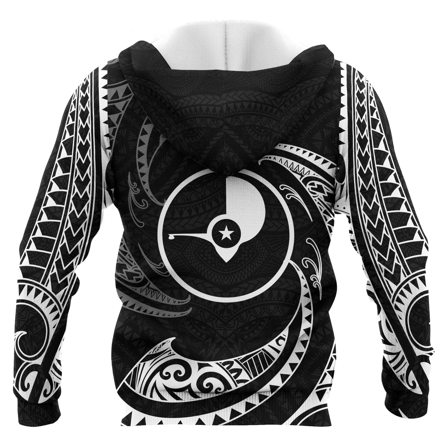 Yap Micronesia ll Over Hoodie - White Tribal Wave