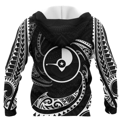 Yap Micronesia ll Over Hoodie - White Tribal Wave