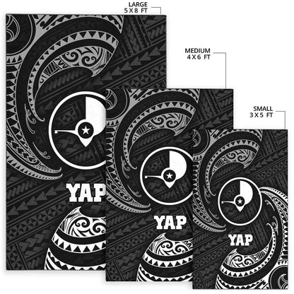 Yap Micronesia Area Rug - White Tribal Wave