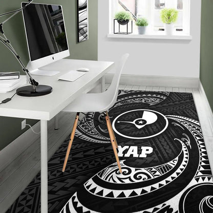 Yap Micronesia Area Rug - White Tribal Wave