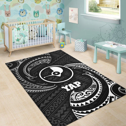 Yap Micronesia Area Rug - White Tribal Wave