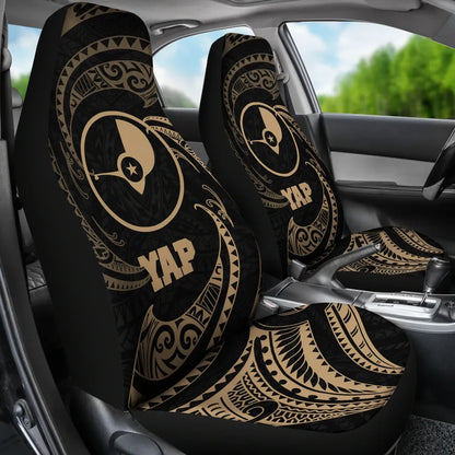 Yap Micronesia Car Seat Covers - Gold Tribal Wave