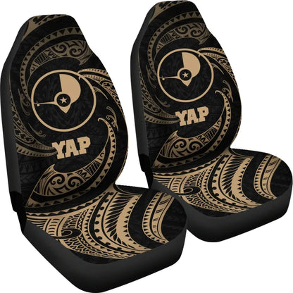 Yap Micronesia Car Seat Covers - Gold Tribal Wave