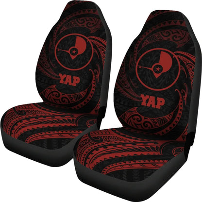 Yap Micronesia Car Seat Covers - Red Tribal Wave