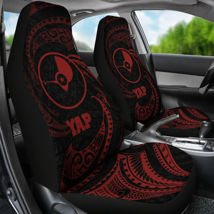Yap Micronesia Car Seat Covers - Red Tribal Wave