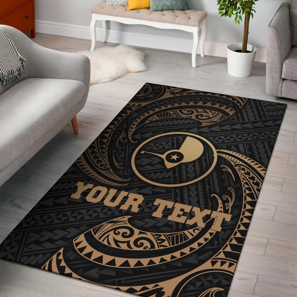 Yap Micronesia Custom Personalised Area Rug - Gold Tribal Wave