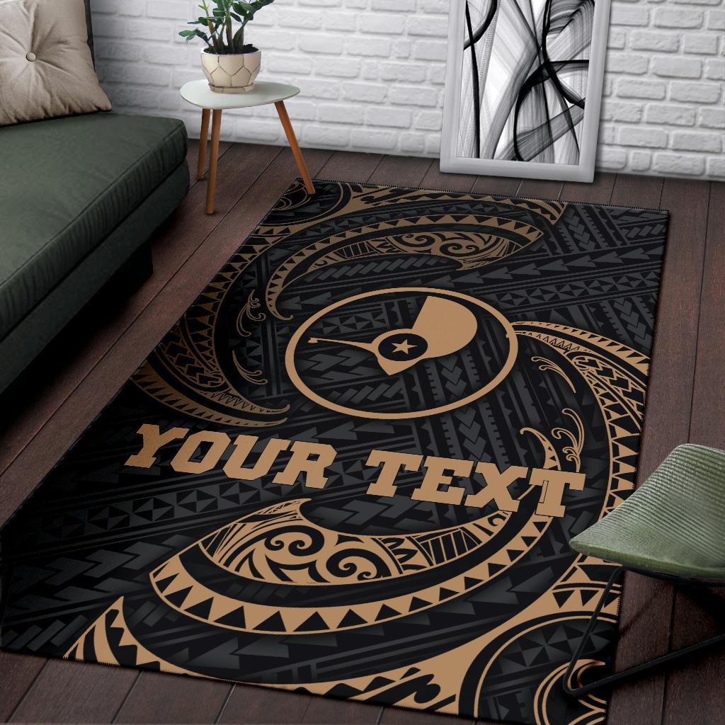 Yap Micronesia Custom Personalised Area Rug - Gold Tribal Wave